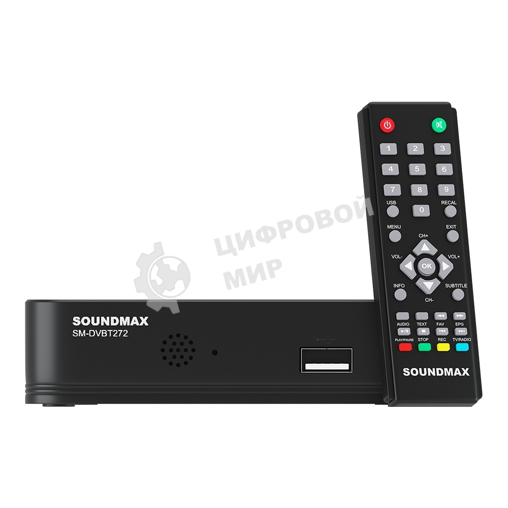 Приставка для цифрового ТВ SoundMax SM-DVBT272 черный, DVB-T2, DVB-T, DVB-C, HDMI, USB 2.0 х2