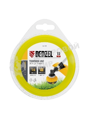 Леска для триммера Denzel квадрат 1,6 мм х 15 м, блистер FLEX CORD