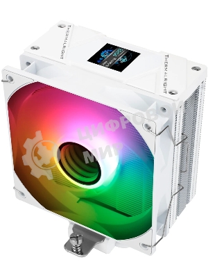 Кулер для процессора Thermalright Assassin Spirit 120 Vision ARGB White (4-pin PWM, LED temp., 154mm, Al/Cu, 4x6mm, ARGB, 1x120mm, 66.17CFM, 25.6dBA, 1500RPM, S: 1851/1700/1200/115X, AM5/AM4, white)