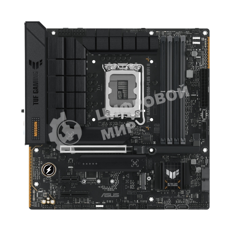 Материнская плата ASUS TUF GAMING B760M-PLUS WIFI II, LGA 1700, Intel B760, 4xDDR5, 4xSATA, 3xM.2, 1xPCIe 5.0 x16, 1xPCIe x4, 1xUSB-A 3.2 Gen 2, 2xUSB-A 3.2 Gen 1, 4xUSB 2.0, 1xUSB-C 3.2 Gen 2x2, 1x2.5Gb LAN, 5x3.5 мм, 7.1, Wi-Fi 6E, Bluetooth 5.3, mATX