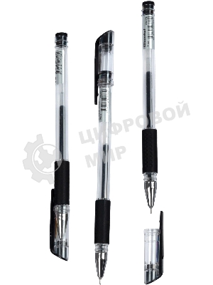 Ручка гелевая Silwerhof Eco Max, d=0.5мм, черные чернила, коробка картонная, сменный стержень, линия 0.3мм, резиновая манжета