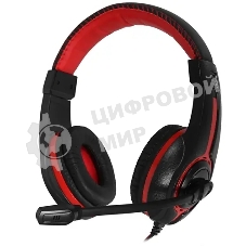 Гарнитура Oklick HS-L200 чёрный/красный, проводная, 3.5 мм