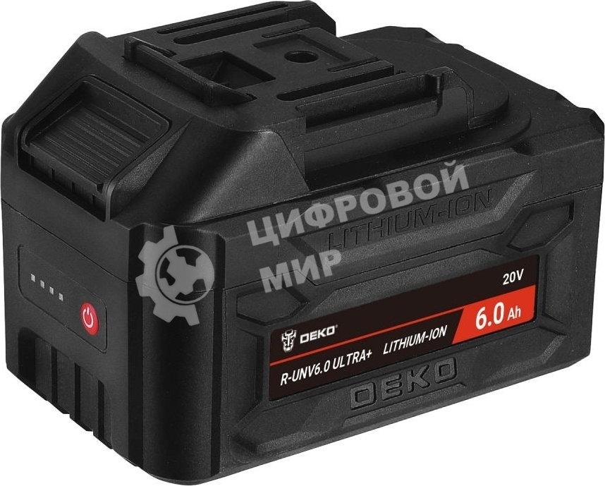 Аккумулятор DEKO R-UNV6.0 ULTRA+, Li-ion, 20В, 6.0А*ч, с повышенной токоотдачей