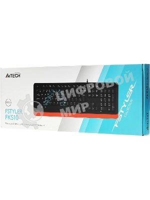 Клавиатура проводная A4Tech Fstyler FKS10, USB, черный/оранжевый