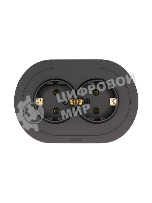 Розетка 2-м LEZARD СП OSEN с заземл. ПБТ, круглая, механизм, черный бархат 744-4200-127B