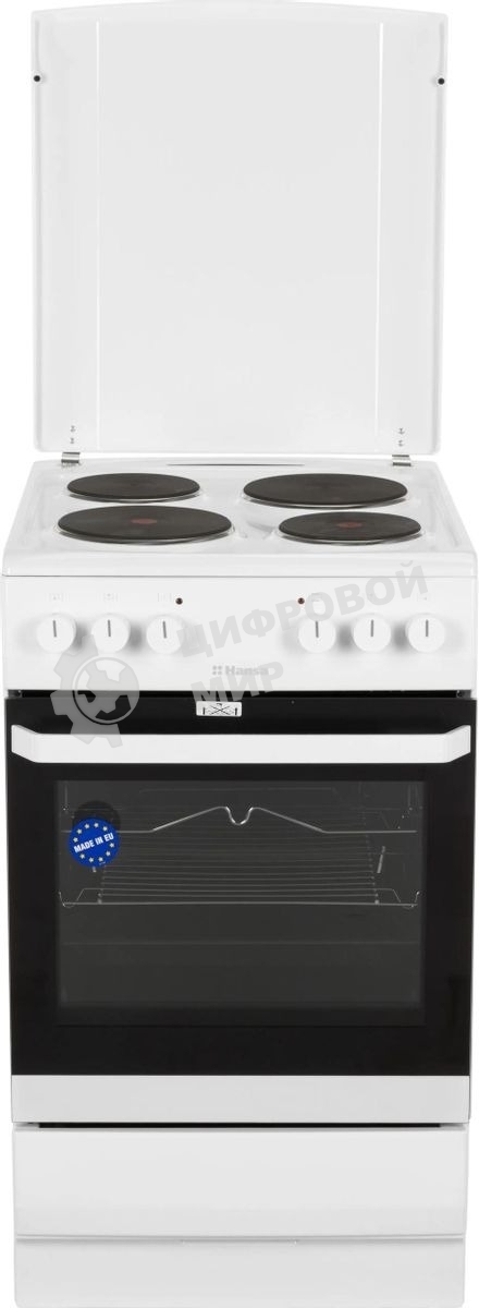 Плита электрическая Hansa FCEW54120 белый, конфорок 4 шт, духовка 62 л, 50 см x 85 см x 60 см
