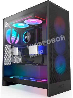 Система жидкостного охлаждения для ПК/Water Cooling System NZXT Kraken Elite 280 RGb (250W, 280мм, LED temp., Black/Fans: 2x140мм, 98.61CFM, 34.5dBA, 2000RPM/Pump height 65мм, 2800RPM, Rad thickness 27мм/S: 1851, 1700, 1200, 115X, AM5, AM4)