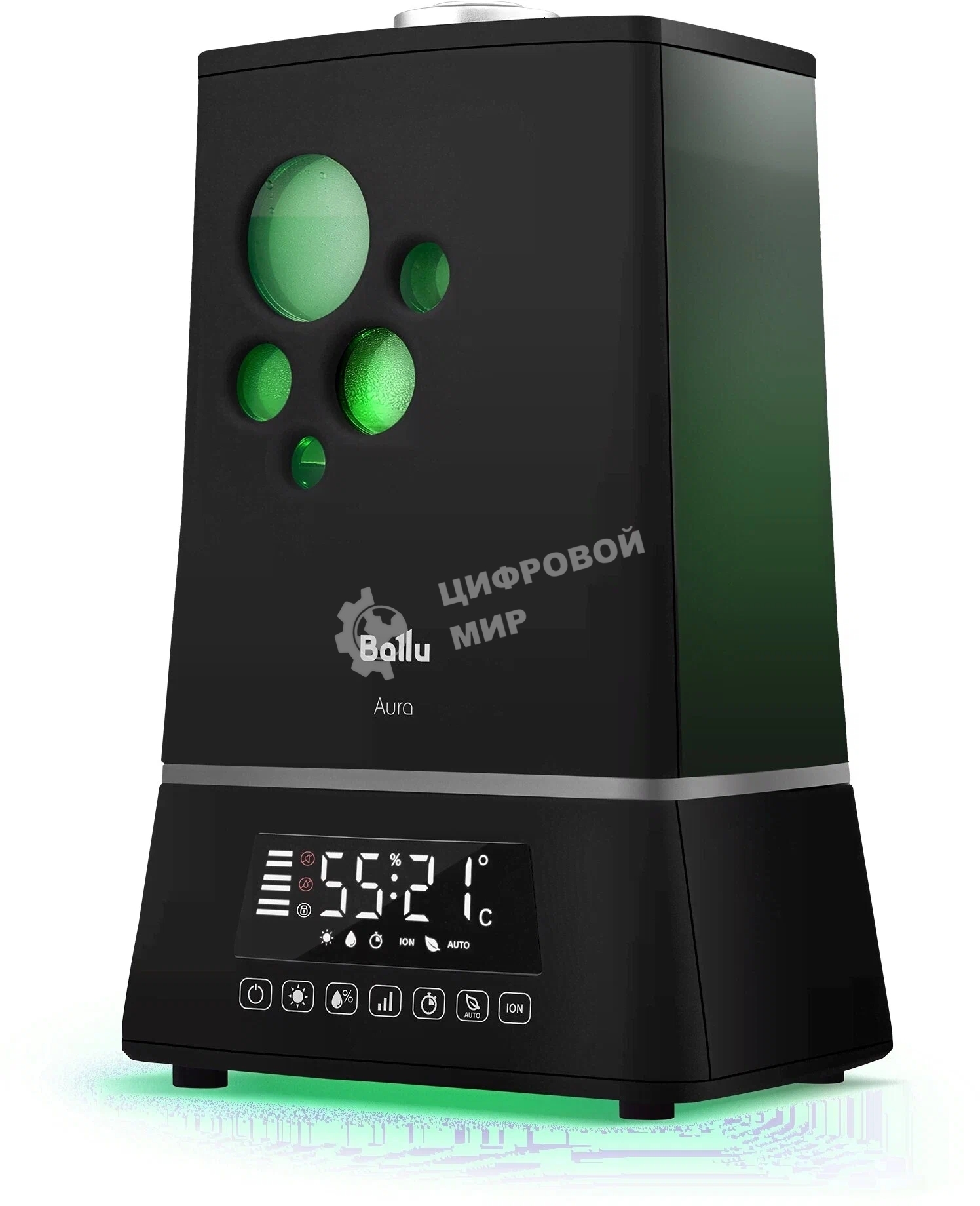 Увлажнитель воздуха Ballu UHB-1500 черный, 40 м², 7.5 л, ионизация, гигростат