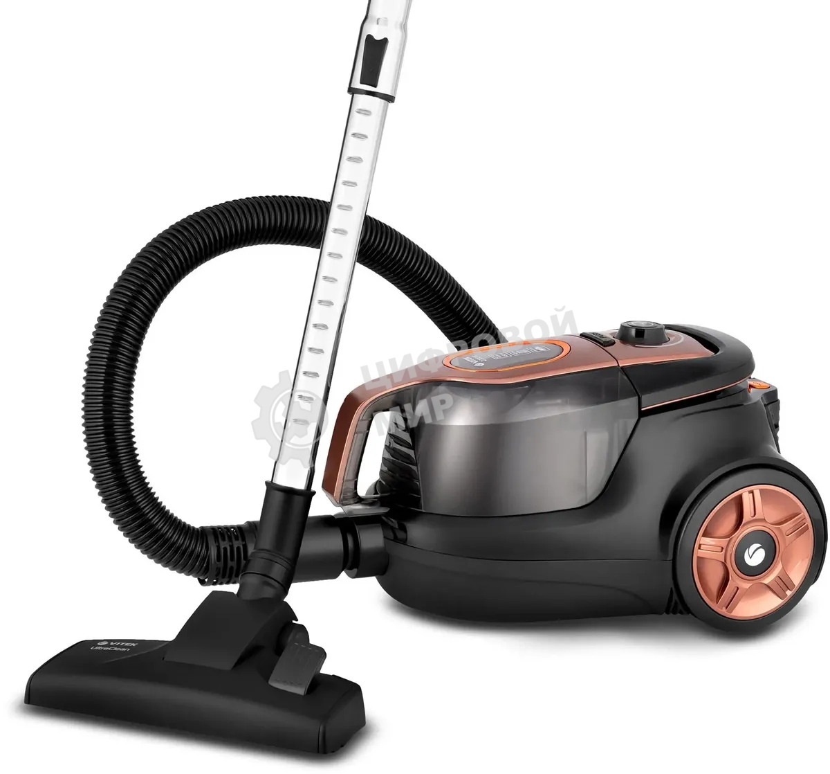 Пылесос Vitek VT-8117(BK) коричневый/черный, 450/2200 Вт, уборка сухая, пылесборник циклонный фильтр, 2,5 л