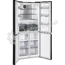 Холодильник Nordfrost RFQ 450 NFGb черное стекло многокамерный 270/135л морозилка сбоку, No Frost, Side by Side