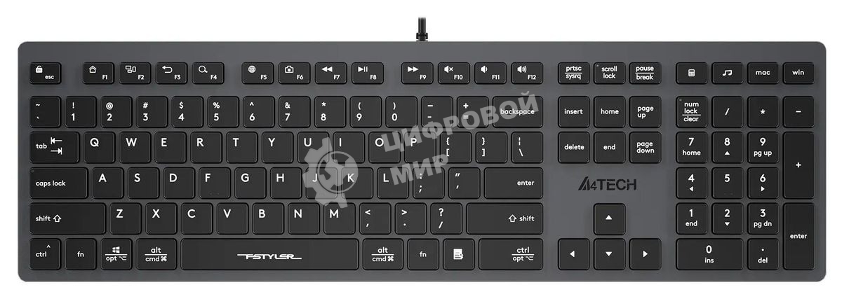 Клавиатура проводная A4Tech Fstyler FX50, USB, серый