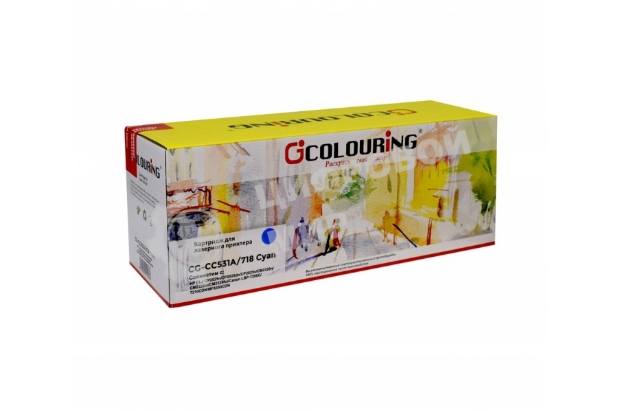 Картридж лазерный Colouring CG-CC531A/718 голубой (2800 стр.) для HP LJ CP2025/CM2320/Canon LBP-7200C/7210CDN/MF8330CDN