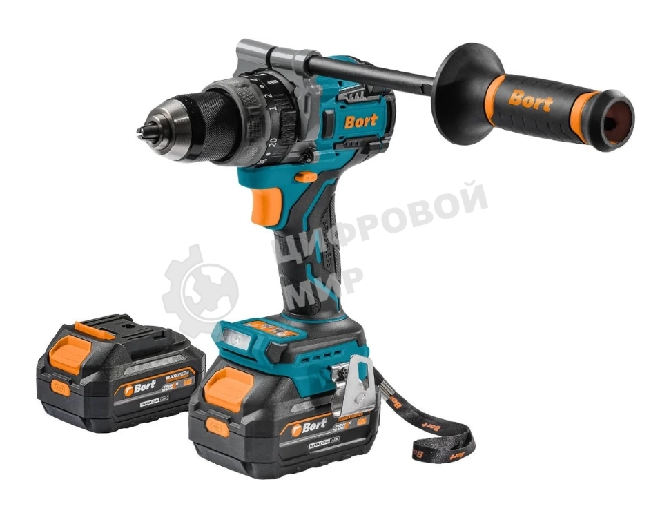 Дрель-шуруповерт Bort BAB-21Ix2Li-XDK, 18 В, 4 Ач, 150 Нм, бесщеточный, ударная