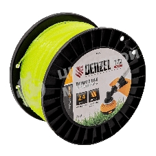 Леска для триммера Denzel зубчатый квадрат, 2,4мм х 172м, на DIN катушке FLEX CORD
