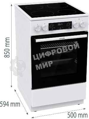 Плита электрическая Gorenje GEC5C42WG белый, конфорок 4 электрических, духовка 70 л, 50 см x 85 см x 59.4 см (без крышки)