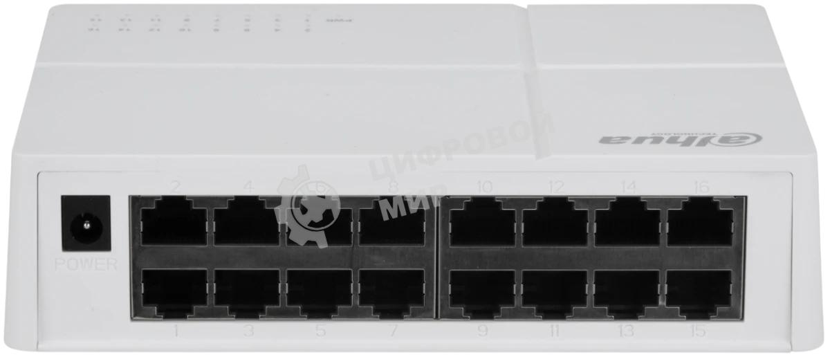 Коммутатор 16-в-1 Dahua DH-SF1016L/16 портов до 100 Мбит.с/коммутация до 3.2 Gbит.с/неуправляемый/Plug & Play/белый (DH-SF1016L)