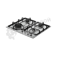 Варочная поверхность Kuppersberg, газ, High-Tech, 60 см, автоматический электроподжиг, газ-контроль, SABAF конфорки, чугунные решетки, WOK конфорка, цвет нержавеющая сталь, цвет фурнитуры черный