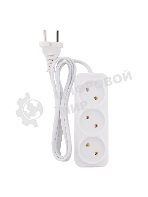 Удлинитель Smartbuy, 3 гнезда 1,5 метра 6А/1,35кВт без заземления ШВВП 2х0,75 (SBE-10-3-1,5-F)