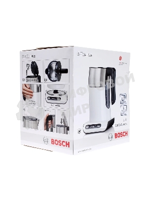 Чайник электрический Bosch TWK8611P 1.5 л, 2400 Вт, белый/серебристый (корпус: нержавеющая сталь)