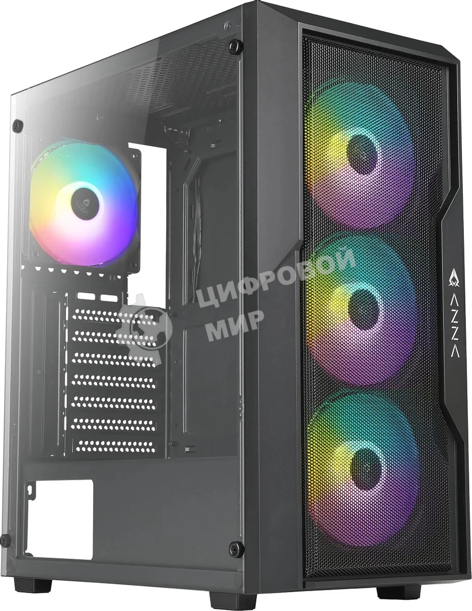 Компьютерный корпус Azza Fighter черный без БП ATX 4x120мм 2x140мм 2xUSB2.0 1xUSB3.0 audio bott PSU