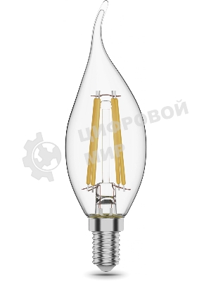 Лампа светодиодная филаментная Gauss Filament 11Вт цок.: E14 свеча 220B св. свеч. бел. теп. CF35 (упак.: 10 шт)