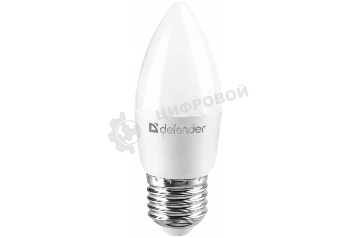 Лампа светодиодная Defender C37-8W-830-E27 свеча, 3000 К, теплый белый, 1 шт.
