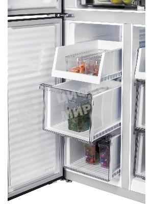 Холодильник Nordfrost RFQ 450 NFGb черное стекло многокамерный 270/135л морозилка сбоку, No Frost, Side by Side