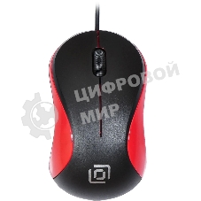 Мышь проводная Oklick 115S черный/красный, 1200 dpi, USB, кнопки - 3