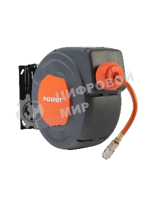 Шланг Patriot 520002430 пневматический армированный на автоматической катушке PHC 10/12 (прямой, ПВС армированный, длина 10 м, диаметр 10х12, раб/макс давление 10/20 бар, мин/макс температура -5/45С, быстросъем рапид, резьба 1/4)