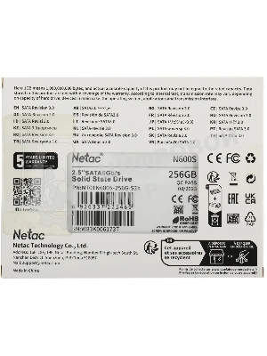 Накопитель SSD Netac N600S, 256Gb, SATA III, 2.5