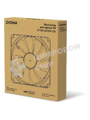 Вентилятор для корпуса Digma DFAN140PWM-1BK черный, 140 мм, 1500 об/мин, 28 дБ, 4 pin