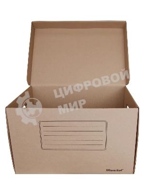 Короб архивный откидная крышка Silwerhof ОК-18 микрогофрокартон 480x325x295мм коричневый