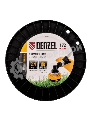 Леска для триммера Denzel зубчатый квадрат, 2,4мм х 172м, на DIN катушке FLEX CORD
