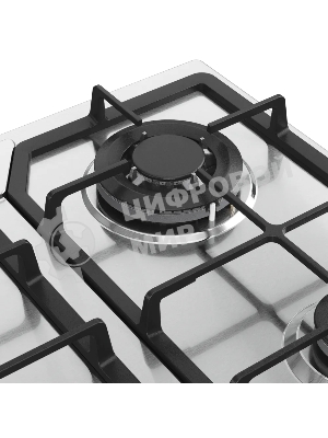 Варочная поверхность Kuppersberg, газ, High-Tech, 60 см, автоматический электроподжиг, газ-контроль, SABAF конфорки, чугунные решетки, WOK конфорка, цвет нержавеющая сталь, цвет фурнитуры черный