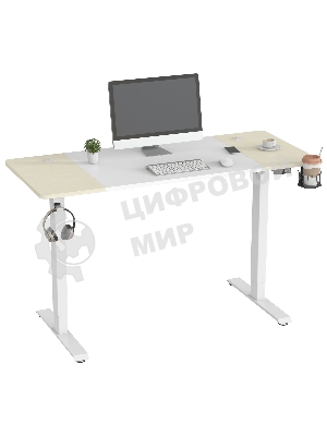 Стол компьютерный Cactus CS-EDL-WWD столешница МДФ дуб молочный каркас белый