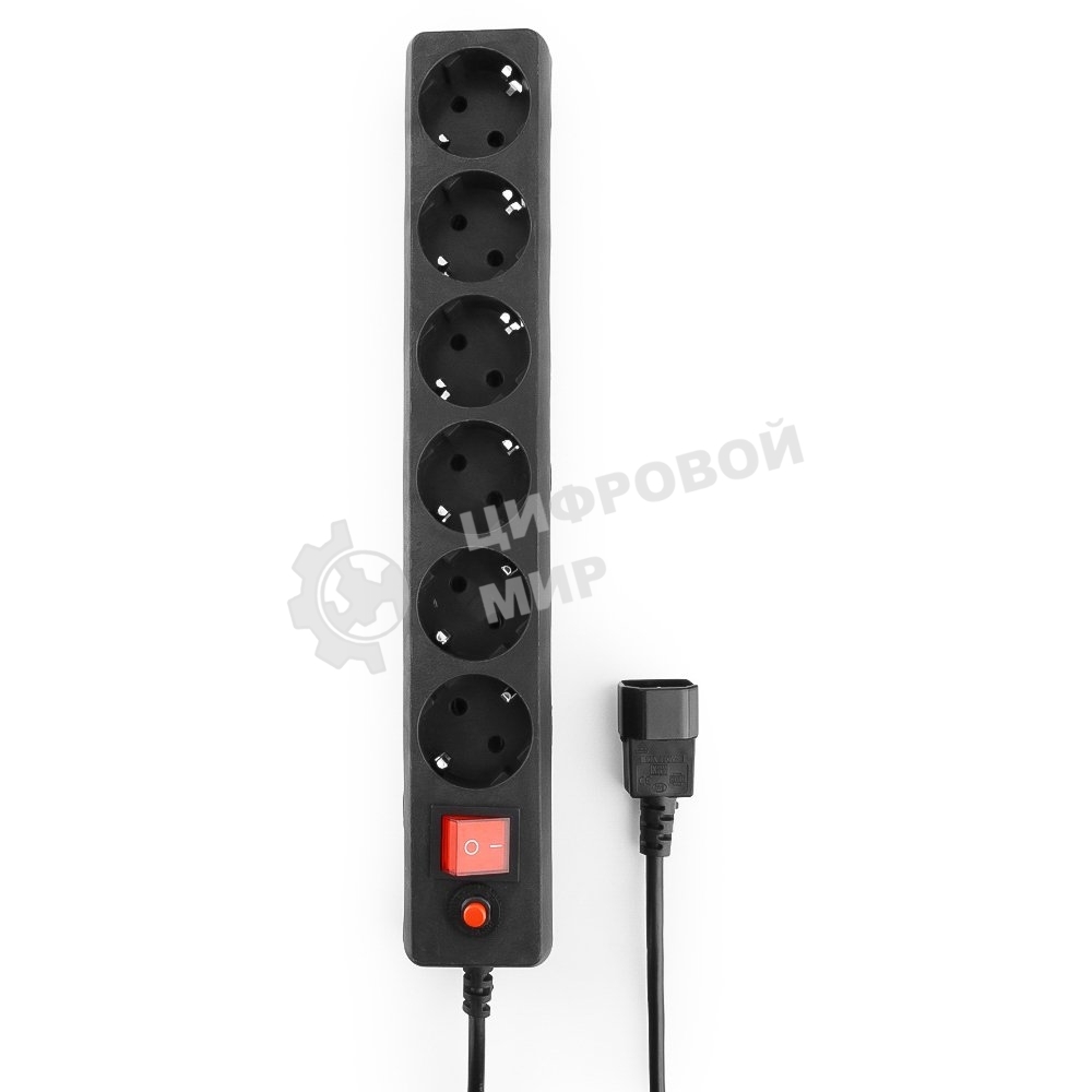 Сетевой фильтр Гарнизон для ИБП, 5 р, 10А, 1.8 м, ур.защиты 4, черный, пакет