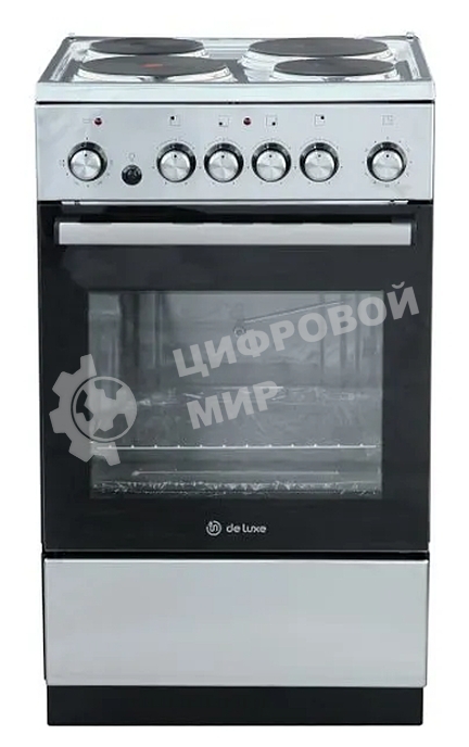 Плита электрическая De Luxe 5004.16э 010 серебристый, конфорок 4 шт, духовка 46 л, гриль, 50 см x 85 см x 50 см