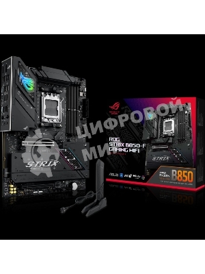 Материнская плата ASUS ROG STRIX B850-F GAMING WIFI, AM5, AMD B850, 4xDDR5, 2xSATA, 4xM.2, 1xPCIe 5.0 x16, 1xPCIe 4.0 x16, 1xPCIe x4, 1xDP, 1xHDMI, 1x2.5Gb LAN, 1xUSB-C 20Gbps, 1xUSB-C 10Gbps, 3xUSB-A 10Gbps, 4xUSB 5Gbps, 4xUSB 2.0, 3x3.5 мм, 7.1, ATX