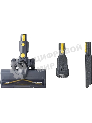 Пылесос вертикальный Centek CT-2573 черный/желтый, питание от аккумулятора, 215 Вт, уборка сухая, пылесборник 0.8 л, работа от АКБ max 45 мин