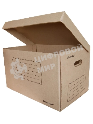Короб архивный откидная крышка Silwerhof ОК-18 микрогофрокартон 480x325x295мм коричневый