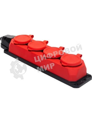 Колодка каучуковая ЭРА с/з 4 гн 16A IP44 красная (7/70/420)