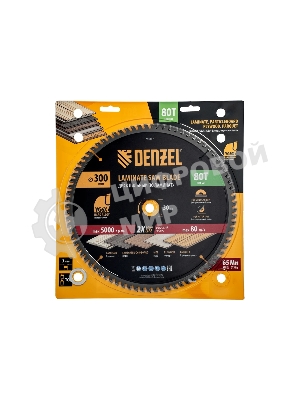 Пильный диск по ламинату Denzel ф300 х 30 мм, 80 зубьев