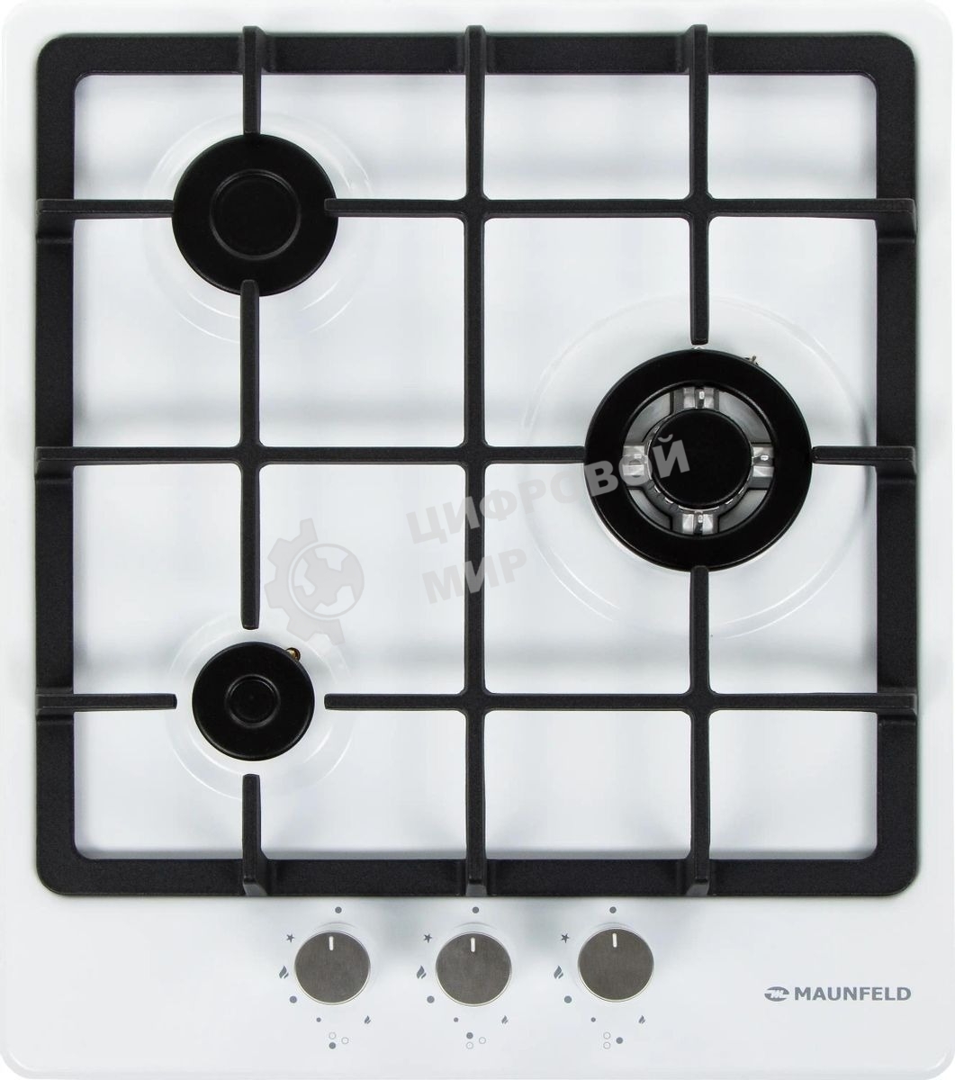 Газовая варочная панель Maunfeld EGHE.43.33CW/G, 3 конфорки, эмалированная сталь, белый