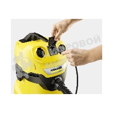 Строительный пылесос Karcher WD 4 P V-20/5/22 желтый, 1000 Вт, уборка сухая/сбор воды/выдув, пылесборник мешок/контейнер, 20 л