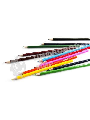 Карандаши цветные Silwerhof Eco 2.65 мм, шестигранный профиль, дерево, ассорти, 12 цветов, коробка с европодвесом