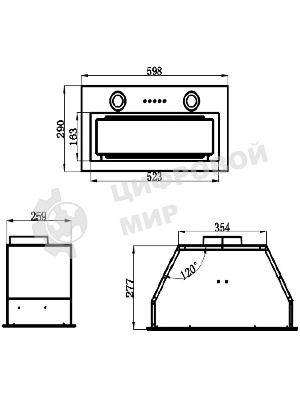 Вытяжка встраиваемая Maunfeld Trapeze 602M черный, 60 см, 1150 куб. м/ч, 54 дБ