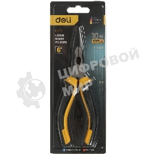 Удлиненные плоскогубцы Deli DL0101 160 мм, двухкомпонентная прорезиненная рукоять
