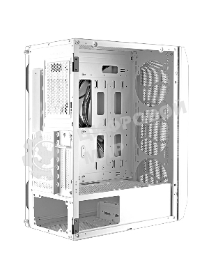 Компьютерный корпус Ginzzu GL 185 белый боковая дверца закаленное стекло на петлях на магнитах