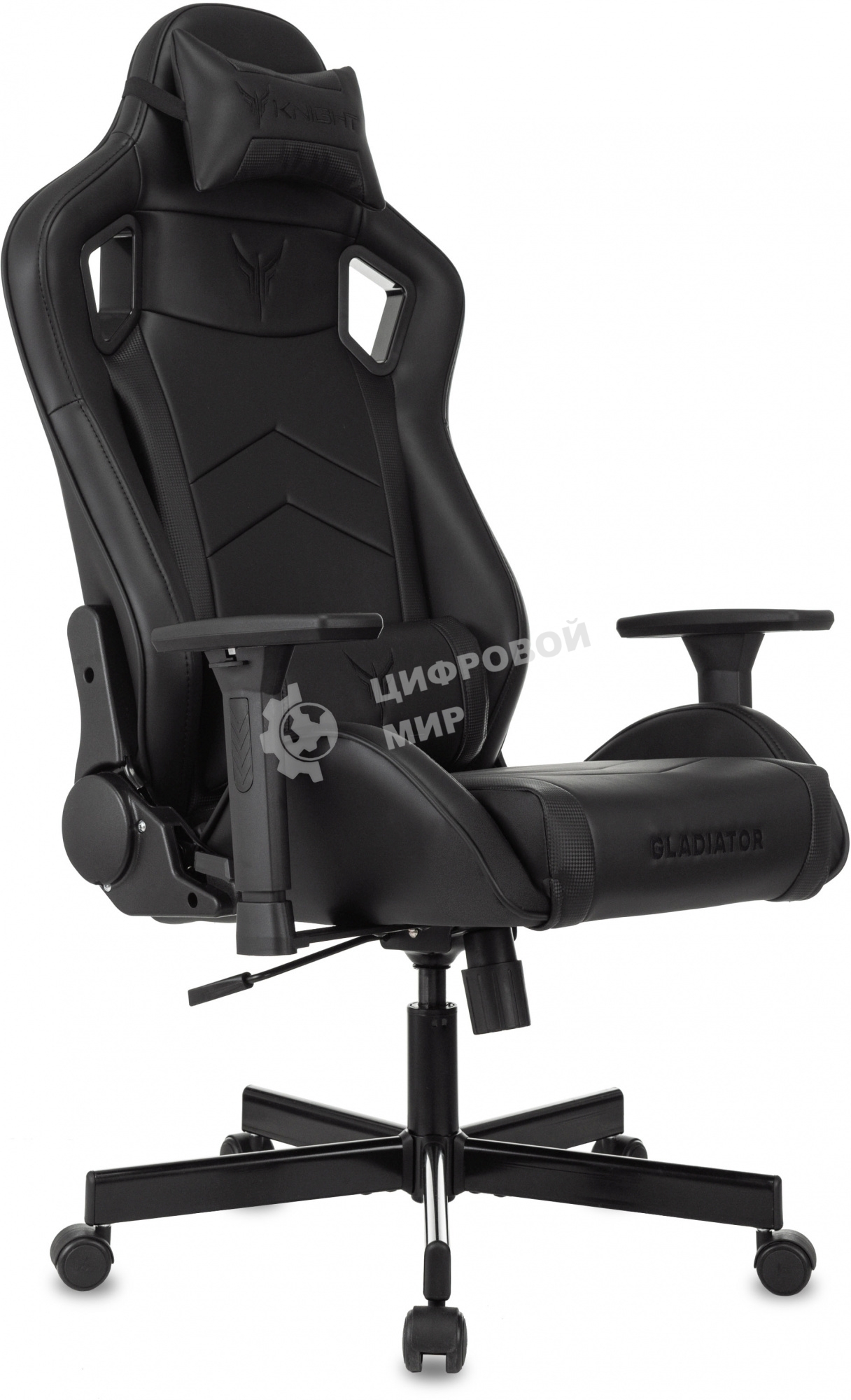 Кресло Knight Gladiator черный, экокожа, 120 кг, механизм качания