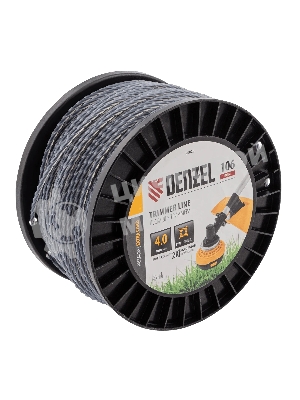 Леска для триммера Denzel двухкомпонентная витой квадрат, 4,0мм х 106м, на DIN катушке EXTRA CORD